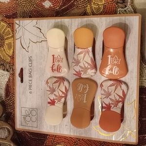 Bag Clips. HARVEST DECO. 6 PC. Rich Orange, Red, Carmel, Ivory. NWT🍂🍁